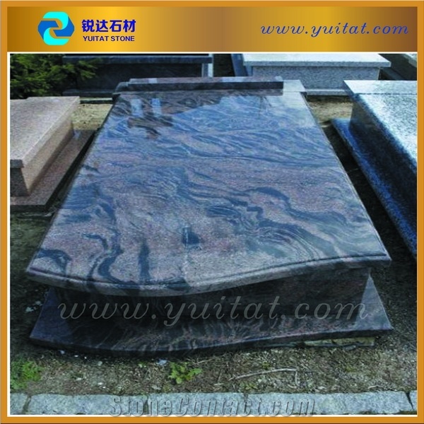 European Tombstone Poland Style Made in Indian Aurora Granite