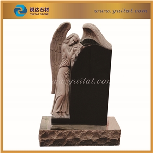 Fujian Quarry Owner Directly Sells American/European/Russian Style Tombstone, Carving Angel Black Granite Tombstone