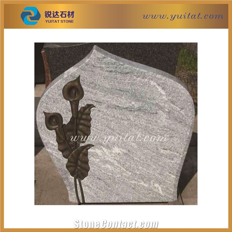 G603 Granite Tombstone, Light Grey American Style Tombstone, Carving Flower, Cheap Price, G603 Tombstone Grey Granite Monument & Tombstone