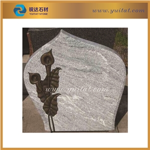 G603 Granite Tombstone, Light Grey American Style Tombstone, Carving Flower, Cheap Price, G603 Tombstone Grey Granite Monument & Tombstone
