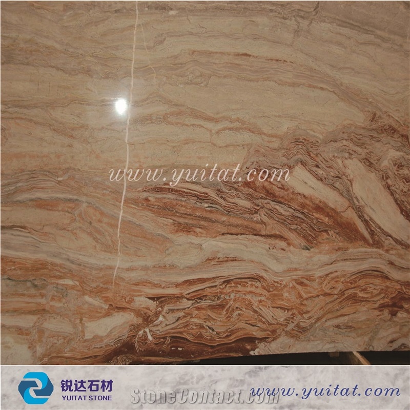 High Polished Imported Red Marble, Italy Rojo Monica Marble Slab