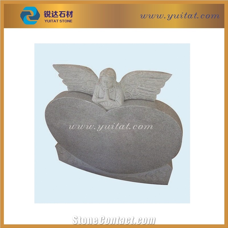 Light Grey Granite Tombstone, Carving Angel American Style Tombstone, Cheap Price High Quality Tombstone, Tombstone Grey Granite Monument & Tombstone