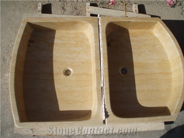 Sunny Yellow Marble Double Sink