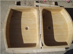 Sunny Yellow Marble Double Sink