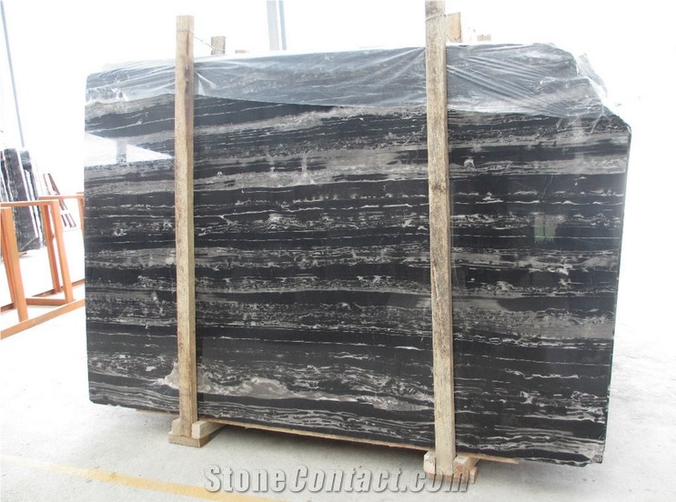 Chinese Black Marble Silver Dragon Marble