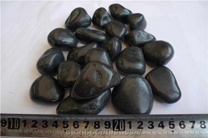 Polished Black River Pebble Stone, Natural River Stone Pebble Stone