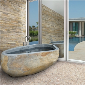 Basalt River Stone Carved Bath Tub, Black Basalt Bath Tubs