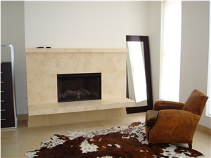 Jerusalem Royal Cream Beige Limestone Fireplace Design