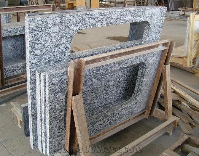 Spray White Granite Slabs&Tiles, Surf Wave White Granite
