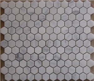 Italy Carrara White Mosaic with Different Shapes, Bianco Carrara White Marble Mosaic