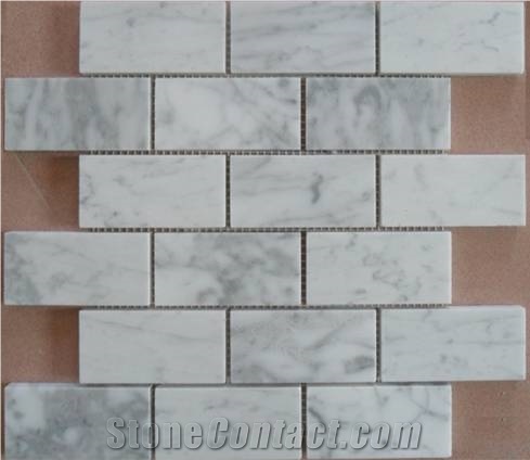Italy Carrara White Mosaic with Different Shapes, Bianco Carrara White Marble Mosaic
