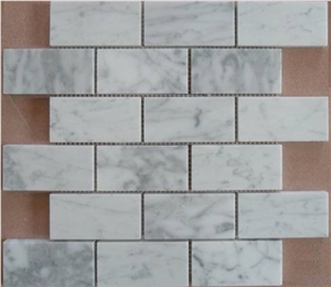 Italy Carrara White Mosaic with Different Shapes, Bianco Carrara White Marble Mosaic