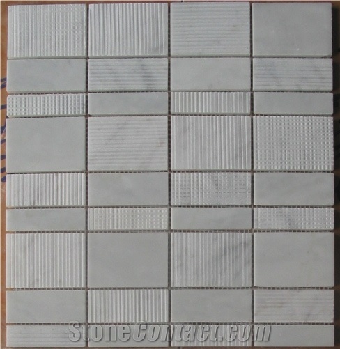 Bianco Carrara 2373mm with Trough-Finish, Italian Carrara Mosaic, White Marble Mosaic