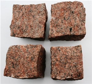 Vanga Red Granite Split Cube Stone