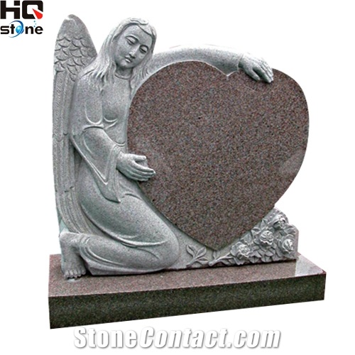 Angel with Heart Red Granite Monument, China Red Granite Monuments