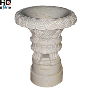 Beige Marble Flower Pots for Garden Decoration