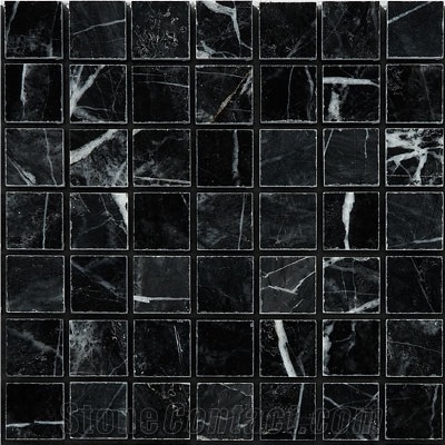 Karacabey Black Marble Polished Mosaic Tiles
