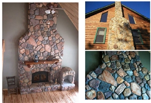 Olde Appalachian Fieldstone Manufactured Stone Veneer Fireplace