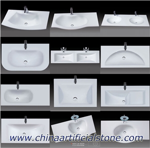 Pure White Marmoglass Stone Lavabo,Wash Basin, Sink