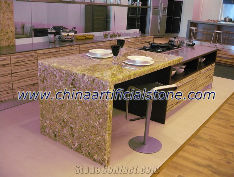 Translucent Resin Pebble Stone Countertops From China