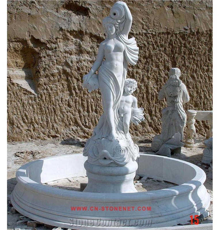 White Marble Water Garden Fountain with Baby Statues,Cl-Con012