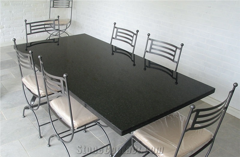 8-Seat-Black-Granite-Table, Black Granite Dinner Table Top