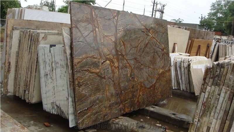 Rainforest Silver Marble Slab, India Grey Marble