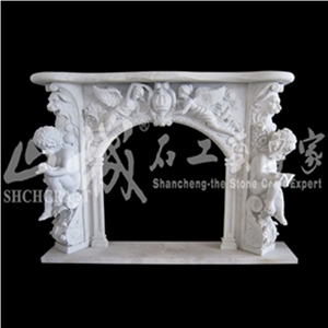 Indoor Electric Fireplace Without Remote Control, White Marble Fireplace