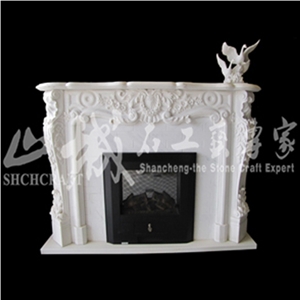 Indoor Electric Fireplace Without Remote Control, White Marble Fireplace