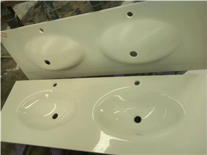 Pure White Crystallized Glass Sanitary Ware2 Sinks & Basin