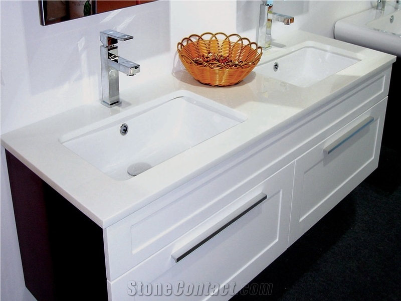 Pure White Crystallized Glass Vanity Top