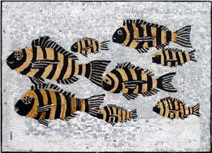 A Group Of Fish Mosaic Hand Work