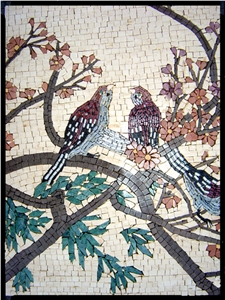 Two Sparrows Mosaic Hand Work
