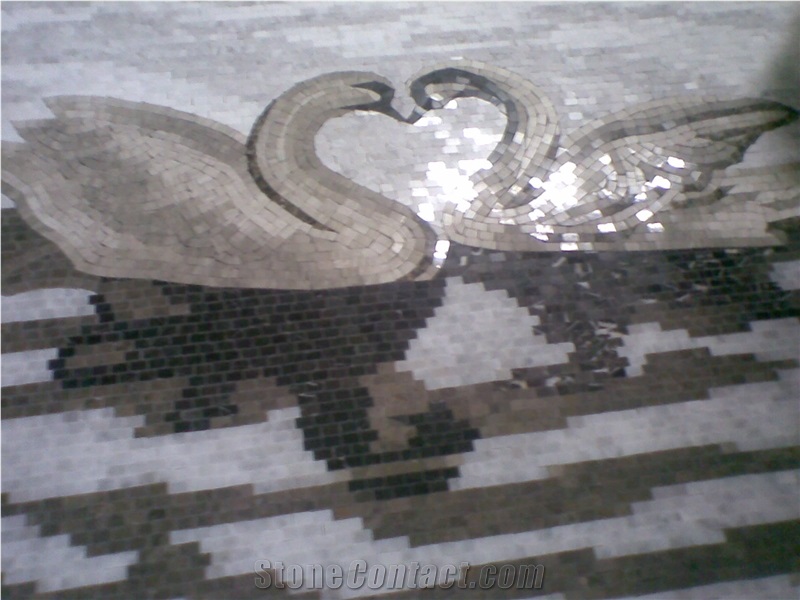 Two Swans in Love Mosaic Hand Work