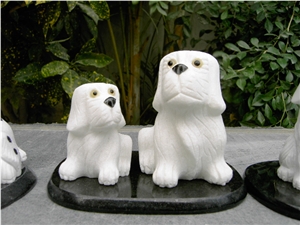 Dog Shape Sculpture, White Granite Sculpture