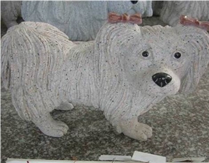 Dog Stone Sculpture, White Granite Sculpture