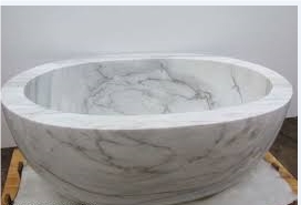 Bianco Statuario Marble Bathroom Bathtub, Oval Stone Bathtub