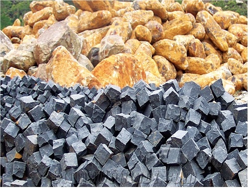 Black Basalt Cube Stone Paver