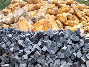 Black Basalt Cube Stone Paver