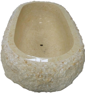 Oval Galala Beige Light Cream Marble Bathtub