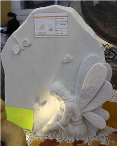 White Marble Angel Tombstone