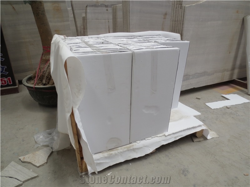 Polished White Sandalwood Marble Slabs & Tiles, China White Marble