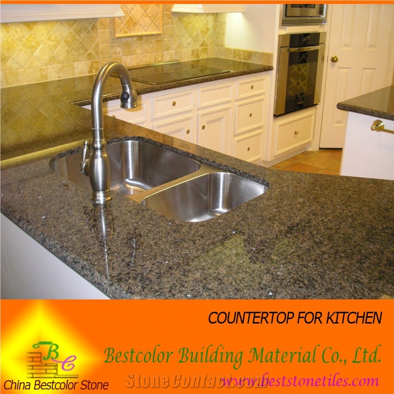 Countertop for Kitchen with Steel Sink and Faucet Full Set, Brown Granite Countertops
