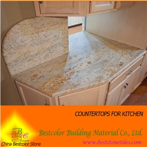 Custom Designed Kashmir Gold Granite Cooktop, Kashimir Gold Yellow Granite Kitchen Countertops
