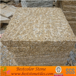 Hand Bush-Hammered Yellow Granite Paving Stone Tiles, G682 Golden Yellow Granite Paving Stone