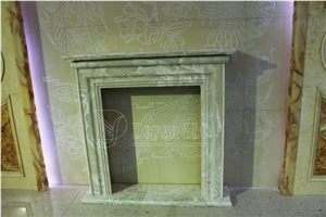 Beige Quartzite Handmade Caved Fireplace Simple Styles