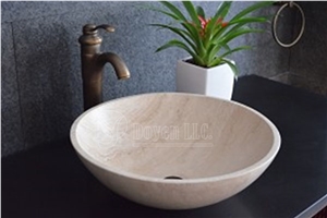 Beige Travertine Bathroom Round Sinks & Top Bowls 420x420x140