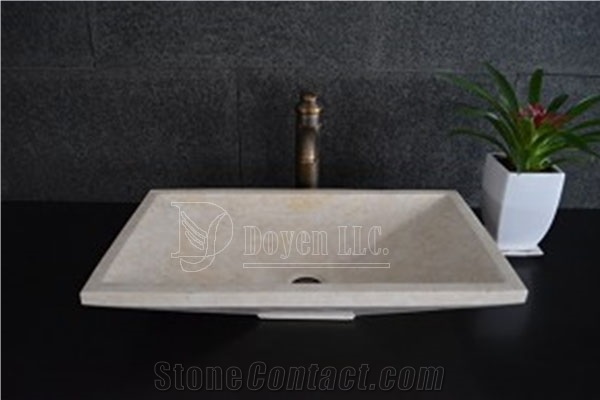 Beige Travertine Bathroom Round Sinks & Top Bowls 420x420x140