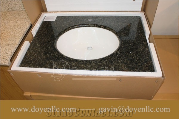 Brazil Verde Uba Tuba Granite Bathroom Vanity Tops Wt Oval Ceramic Sink & Strong Packing