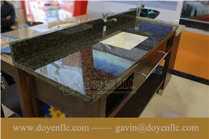 Brazil Verde Uba Tuba Granite Bathroom Vanity Tops Wt Rectangular Ceramic Sink & Strong Packing